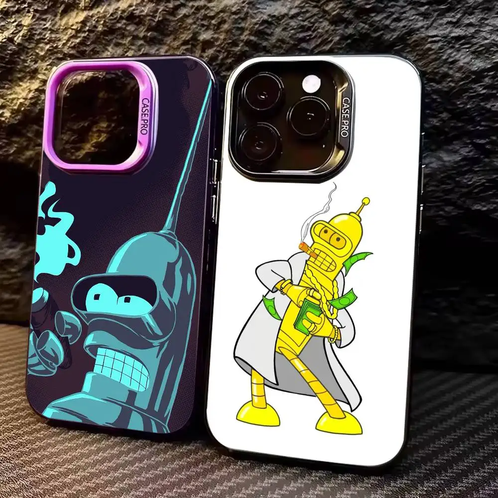 

COOL F-Funny B-Bender F-Futurama Phone Case For iPhone17,16,15,14,13,12,11 Plus,Pro Max Colored Silver Plated Inside Cover
