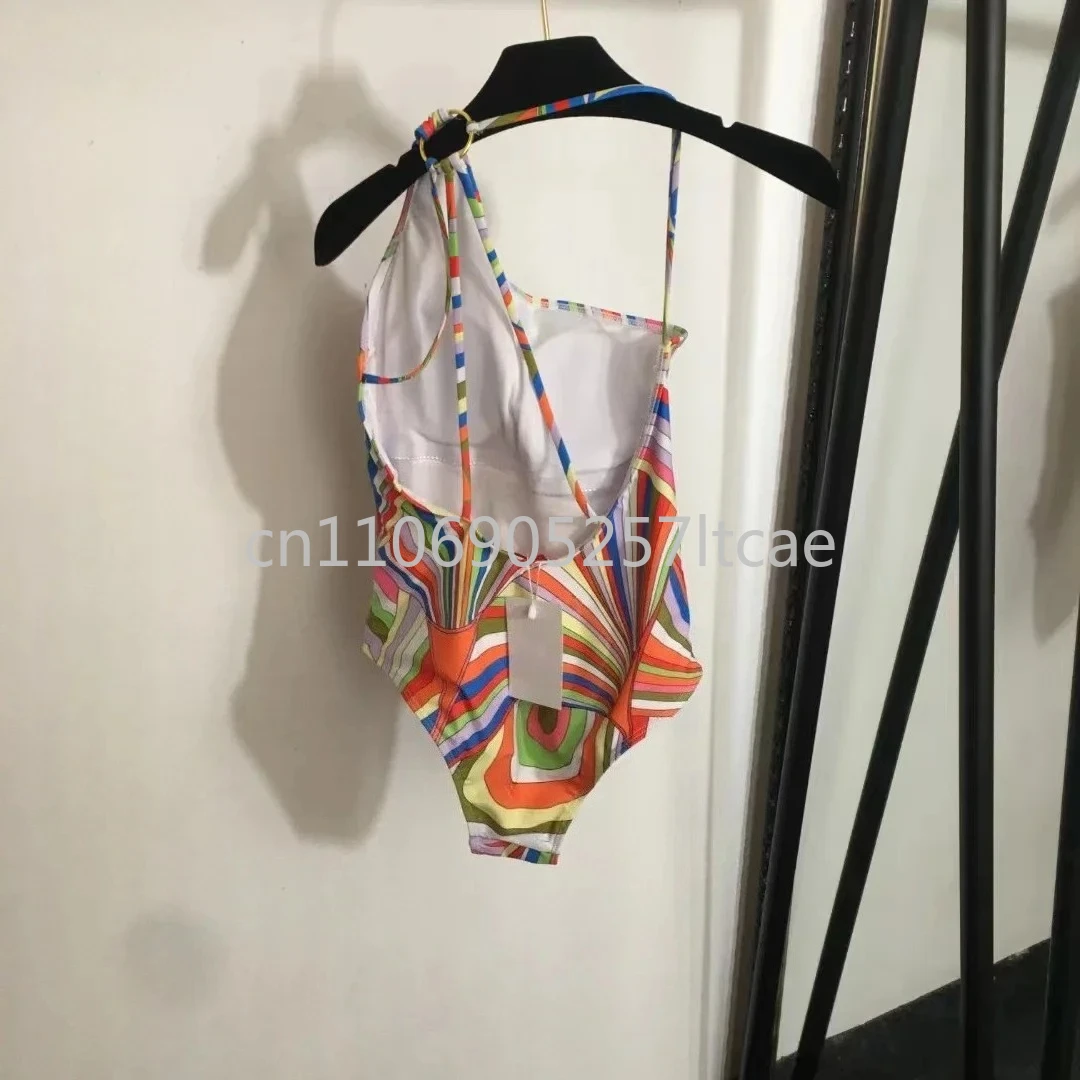 ชุดว่ายน้ำบิกินี่สำหรับผู้หญิง ดีไซน์หรูหรา พิมพ์ลายคลาสสิกพร้อมโลโก้ตัวอักษรชื่อยี่ห้อ