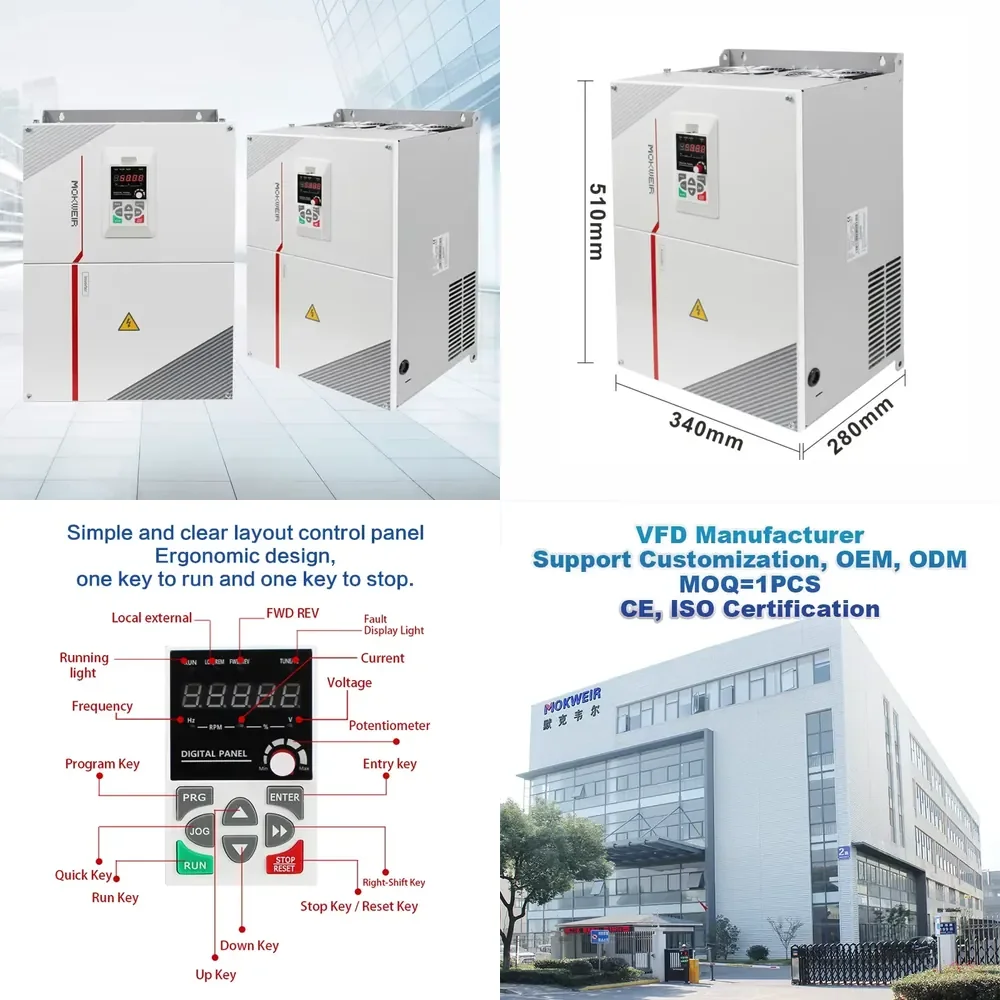 High performance 380V 45KW 55KW 75KW VFD inverter for compressor pump motor OEM ODM numerical control AC drive frequency