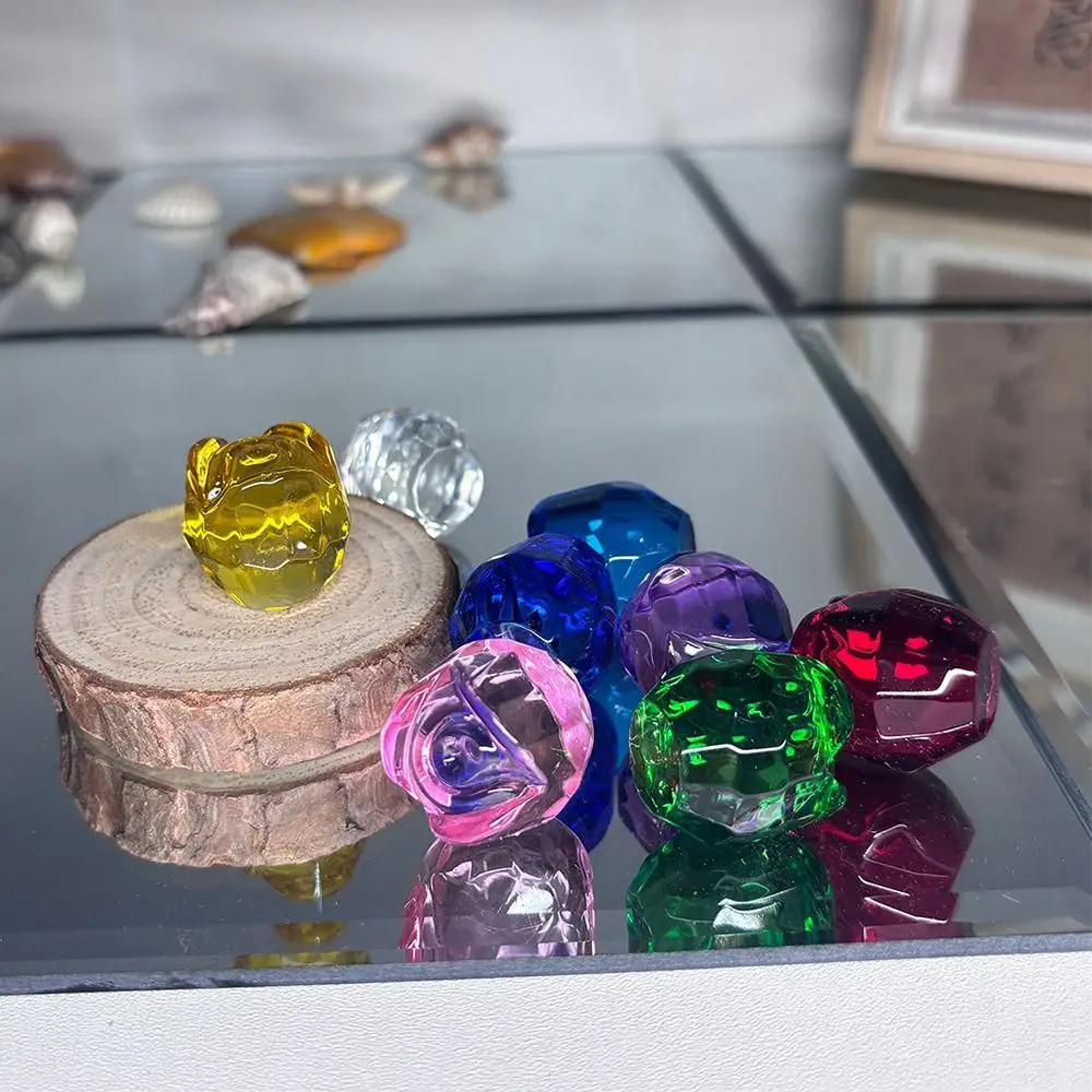 Romantic Crystal Rose Sculpture Colorful Reflect Crystal Rose Bundle Small Handmade Desktop Floral Decorations Home Decorations