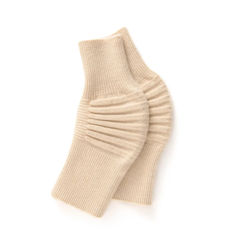 100% Pure Cashmere Thickened Knee Pads for Men and Women, Old Cold Leg Warmers, Solid Color Hooked Anti-Cold Knee Protectors