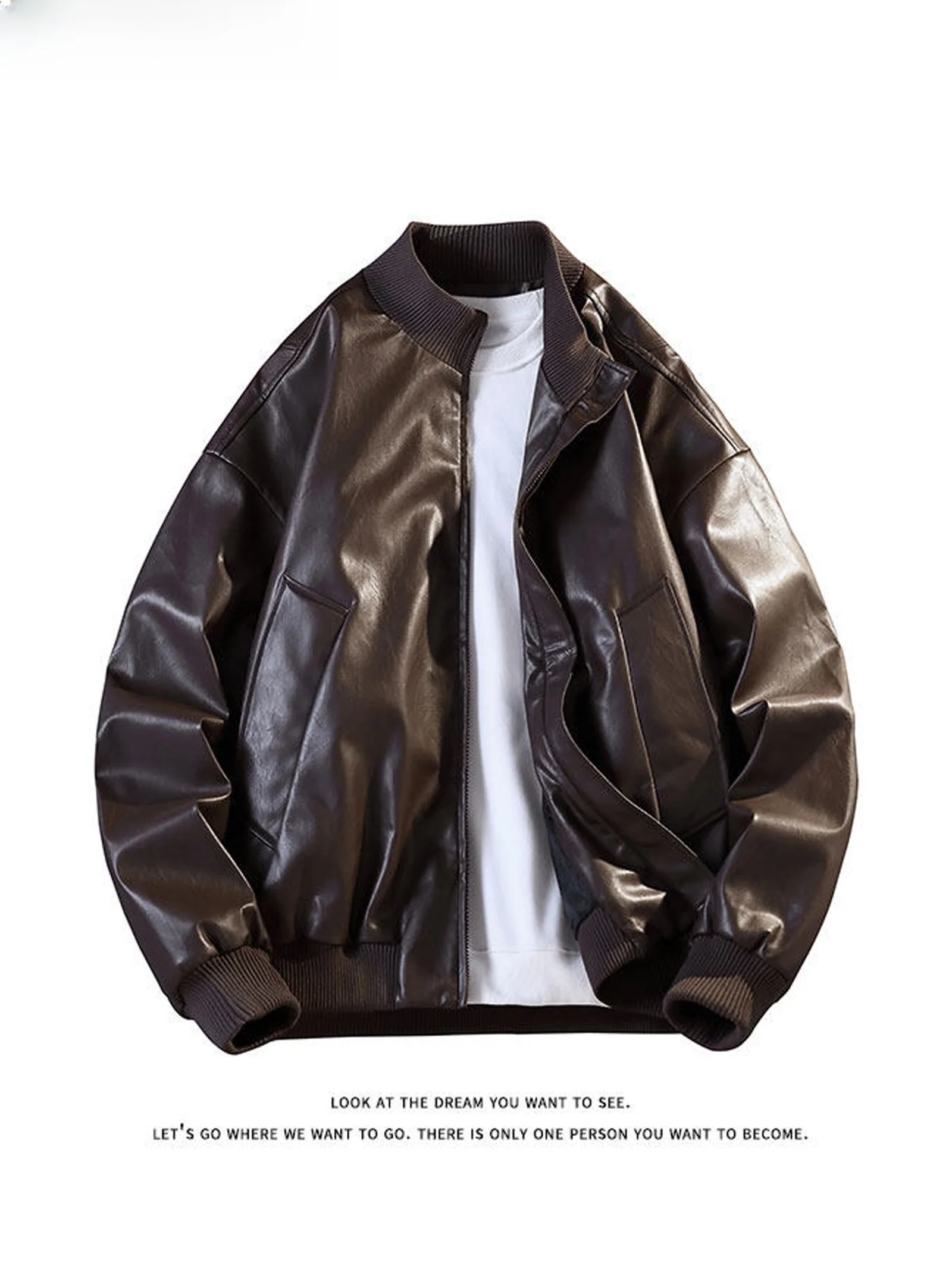 

Wassup ark, кожаное джето в американском стиле ретро с воротником-стойкой, мужское осенне-зимнее свободное мотоциклетное пальто из искусственной кожи