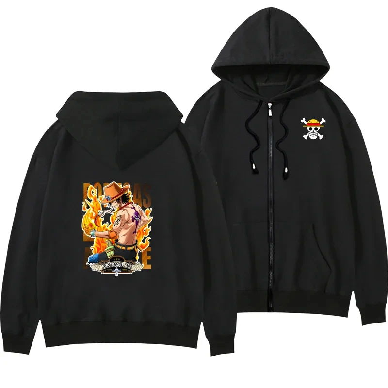 One Piece Anime Zipper Hoodie 2025 Autumn/Winter Men's and Women's Anime Hoodie Y2K Style Loose Super Large Cap Hoodie