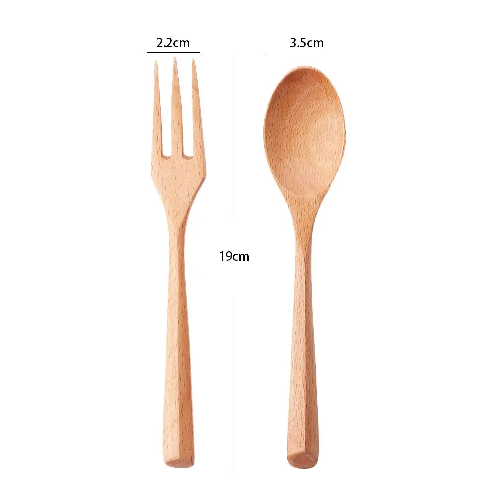 1/2Pcs Wooden Fork Spoon Eco-friendly Natural Portable Creative Tableware Dessert Ice Cream Salad Utensils Set