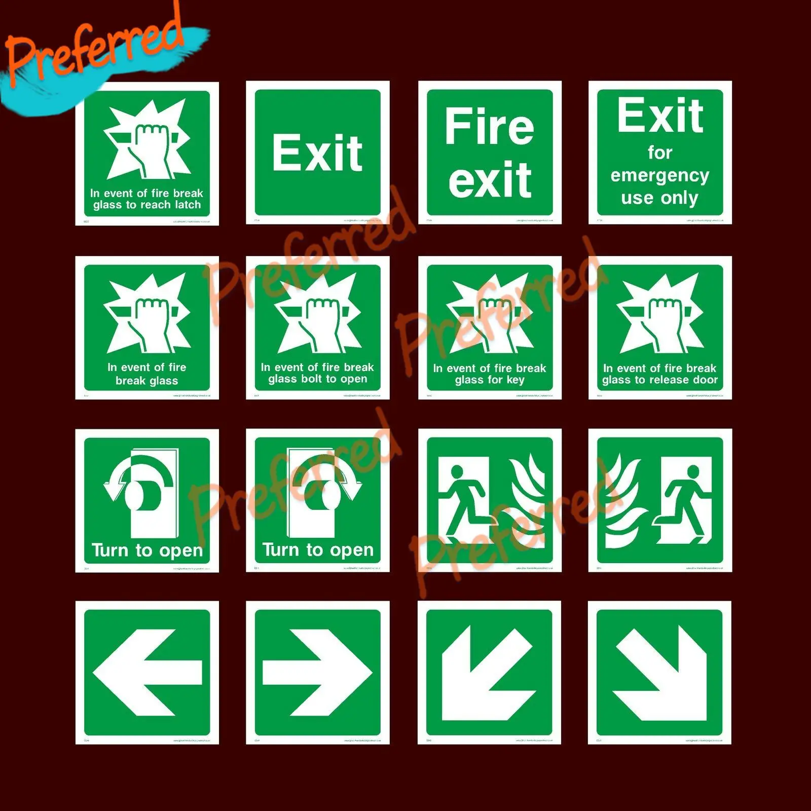 Turn To Open Fire Exit Break Glass Emergency Exit - Sticker Vinyl Die-Cut Waterproof PVC Decals