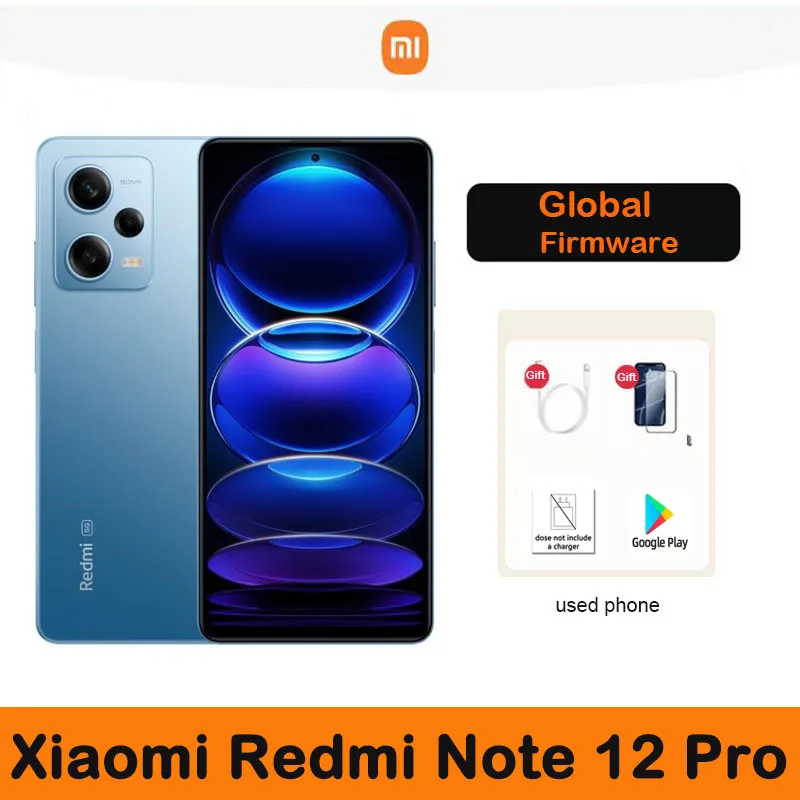 Firmware global Xiaomi Redmi Note 12 Pro Smartphone 5G Sin cargador Cámara MediaTek Dimensity 1080 16MP 2400×1080 teléfono usado