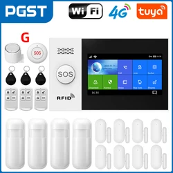 Pgst-sistema de alarme sem fio com tela sensível ao toque, 4g, hd, wi-fi, tuya, aplicativo de vida inteligente, controle o trabalho com alexa pg107, 4,3 polegadas