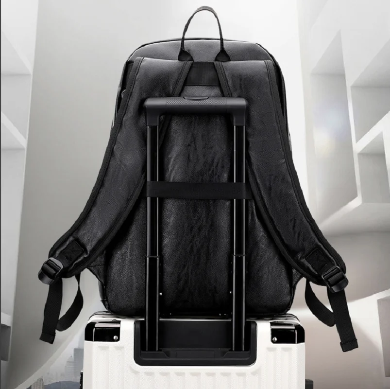 New Men's Fashion Classical High Quality Leather Notebook Backpacks Large Capacity Travel Shoulder Bags Totes Laptop School Bag