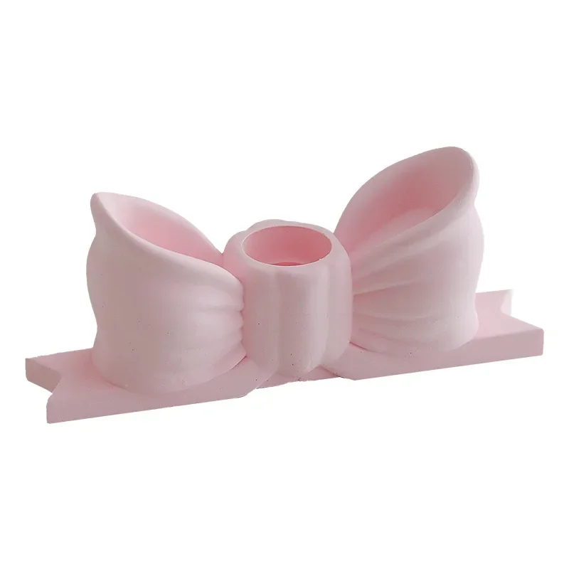 Ins Style Gypsum Bow Candle Holder Long Candle Candlestick Wedding Birthday Candlestick Party Home Decoration Photo Props