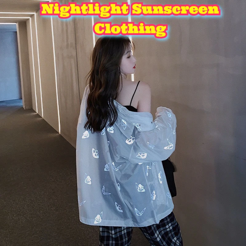 Luminous Night Sun Protective Lightweight Long Sleeve Jacket Summer New Street Viral Fashion Casual Thin Design Outdoor Wear