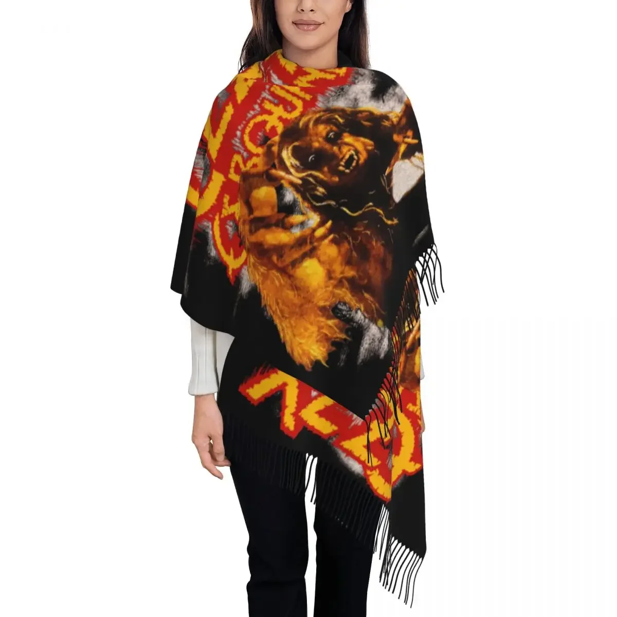 Prince Of Darkness Tassel Scarf Women Soft Heavy  Band Rock Shawl Wrap Lady Winter Scarves