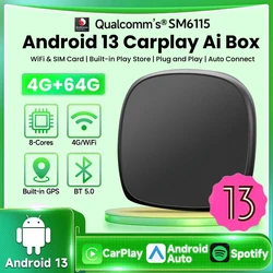 Wireless CarPlay Ai Box QCM6115 Android 13 Plus 4GLTE Android Auto Apple Car Play Streaming Box For VW Audi Kia Benz MG Toyota