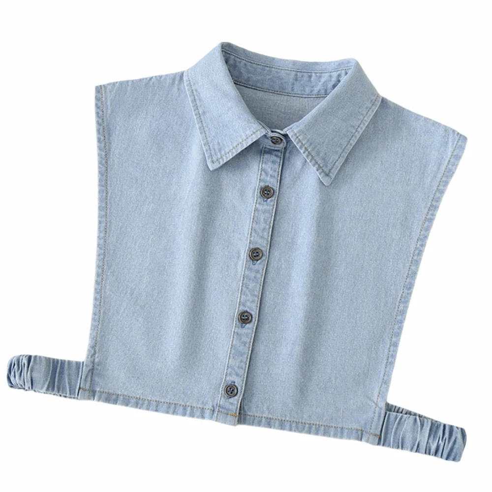 

Blue Denim Fake Collar Cotton Elasticity Straps Detachable Collar Innerwear Decoration Clothes Accessories False Collar