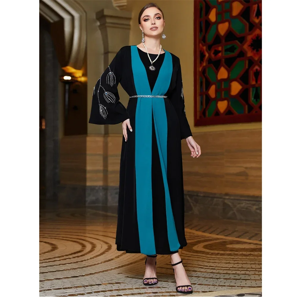 Femme Musulman salon robes maroc caftan femmes musulman diamant robe de soirée Eid Kebaya islamique Jalabiya Ramadan Abaya Kimono