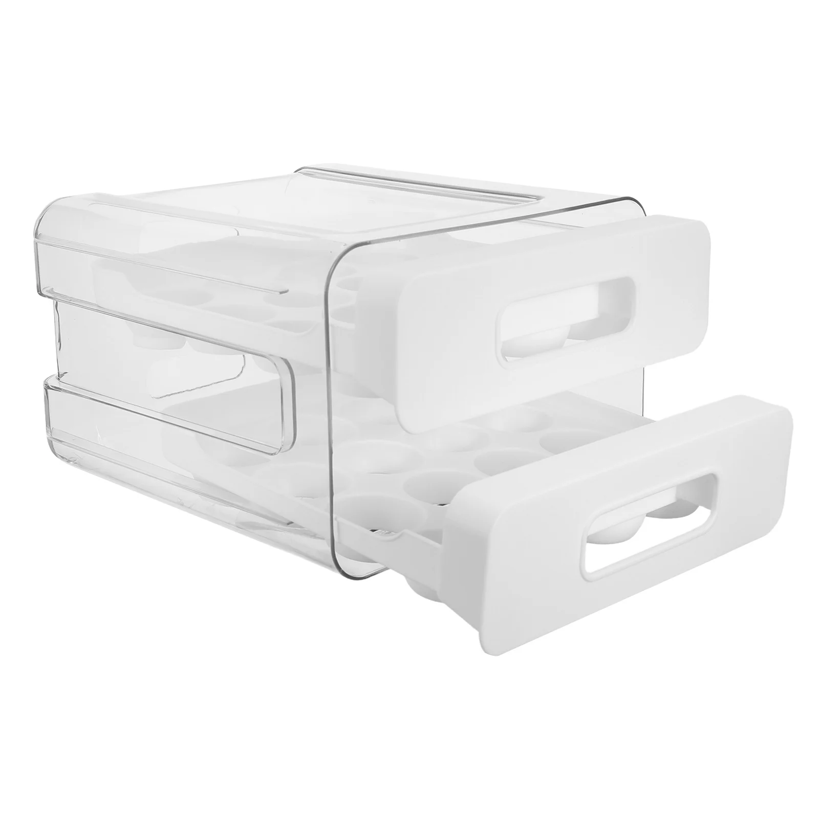 

32-Grid Egg Storage Box for Fridge Transparent Drawer Style Container with Lid Space Saving Egg Organizer Refrigerator Tray