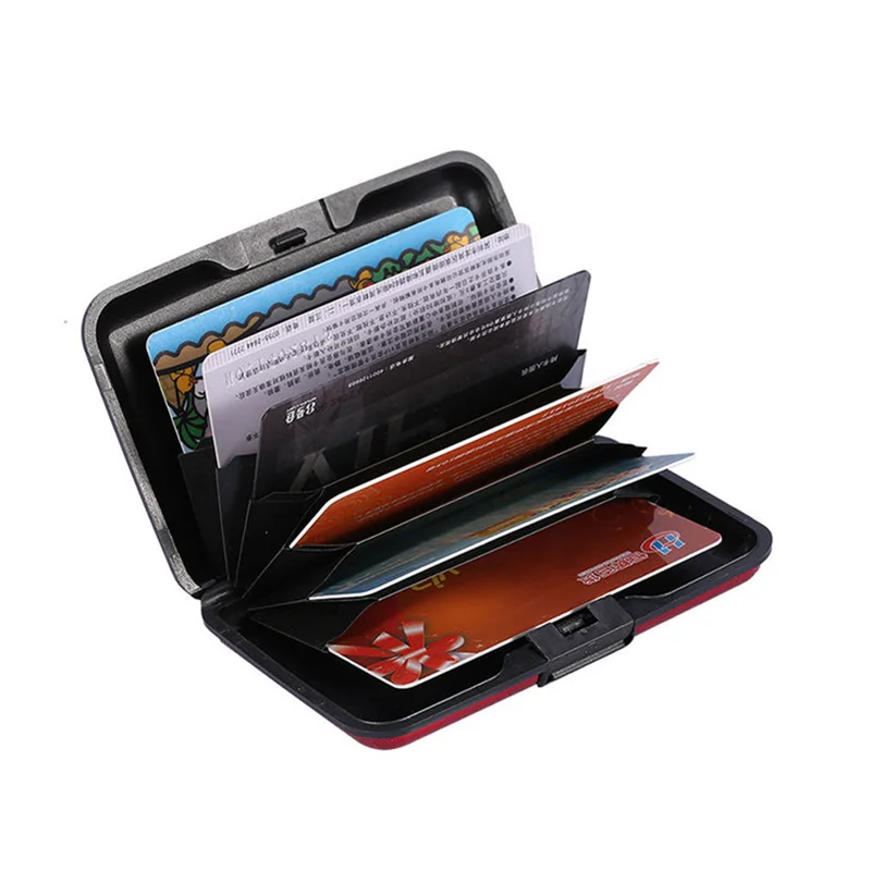 1 Pc Men Aluminum Bank Card Holder Blocking Hard Case Wallet Solid Credit Card Anti-RFID Scanning Protect Card Holder