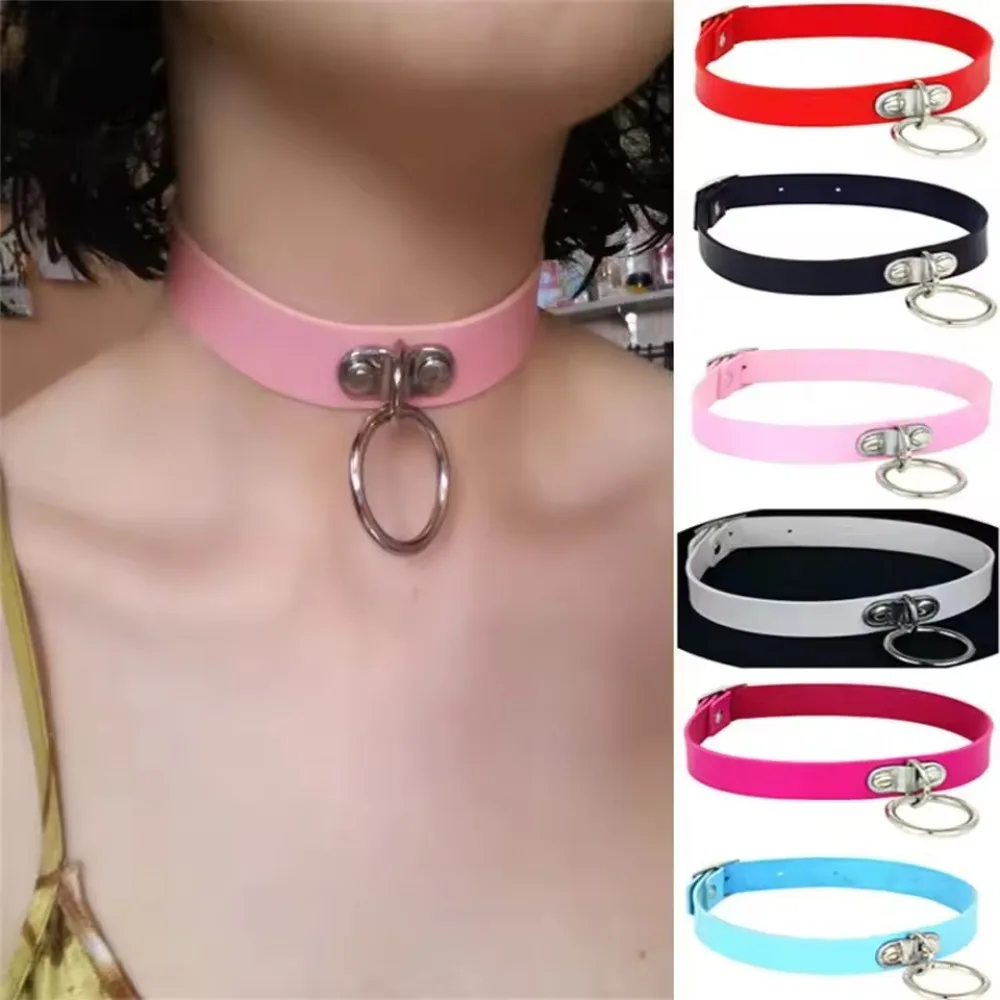 Anime Chainsaw Man Reze Cosplay Choker PU Necklace Punk Leather Collar Pull Ring Chain Unisex Party Props