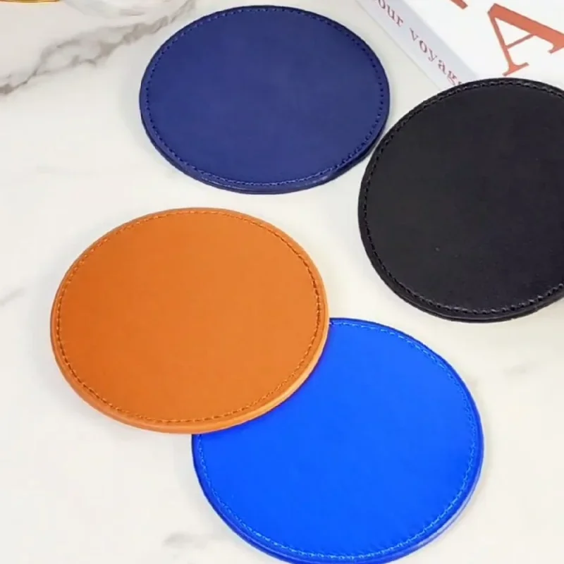 Creative Round PU Coasters Coffee Mat Tea Cups Heat Insulation Anti-slip High Temperature Resistant Mats Things for The Kitchen