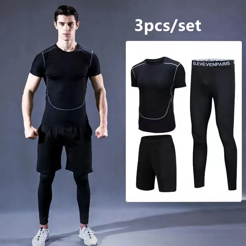 2024 Compression Sports Suit Men\'s Running Sets Yoga Gym Fitness Sportswear Basketball Tights Jogging Training Underwear Clothes