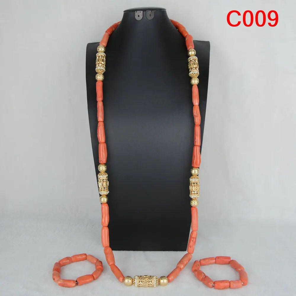 Fashion Nigerian Coral Beads Necklace Earrings Set for Bride New African Wedding Jewelry Set