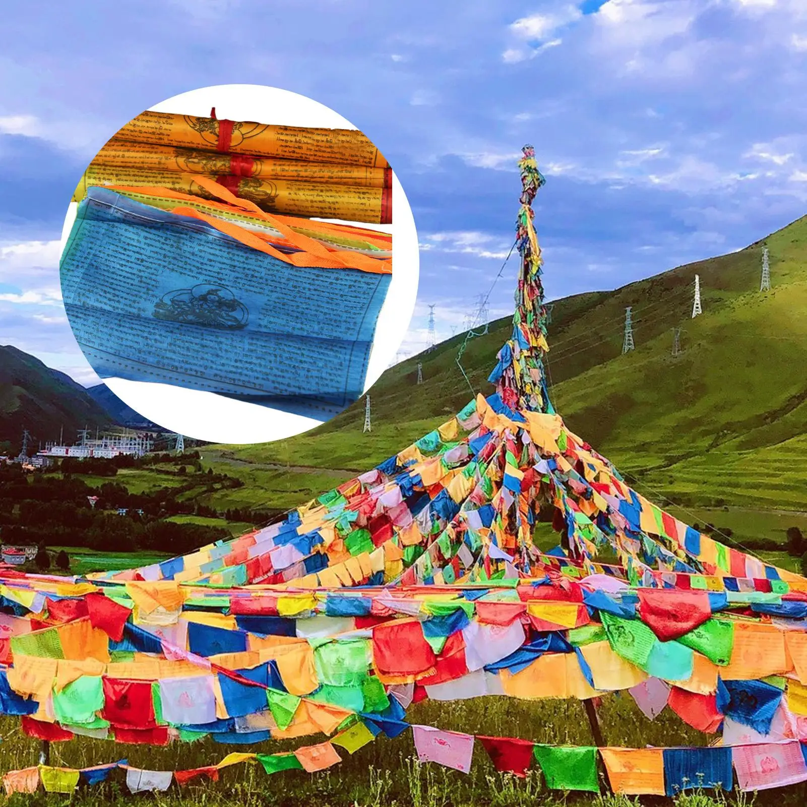 20pcs Tibetan Prayer Flags Buddhist Banner Religious Flags Tibetan Buddhist Supplies Color Print Prayer Flag Tibet Banner