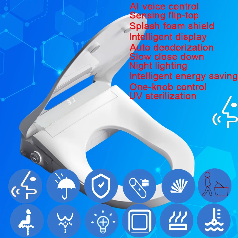 Voice AI Smart Flip Toilet Seat Smart WC Seat Tapa Japonesa Inodoro Smart Bidet Para Inodoro Electrico Jet Toilettes Japonais