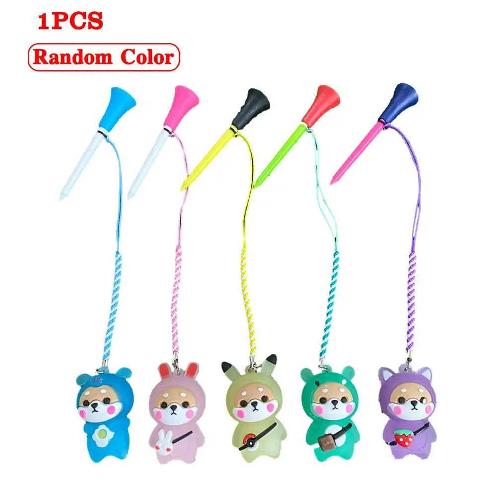 

1Pcs Golf Rubber Tees With Flashing Light Cartoon Cute Prevent Loss Golf Ball Holder With Braided Rope Outdoor Golf Accessory