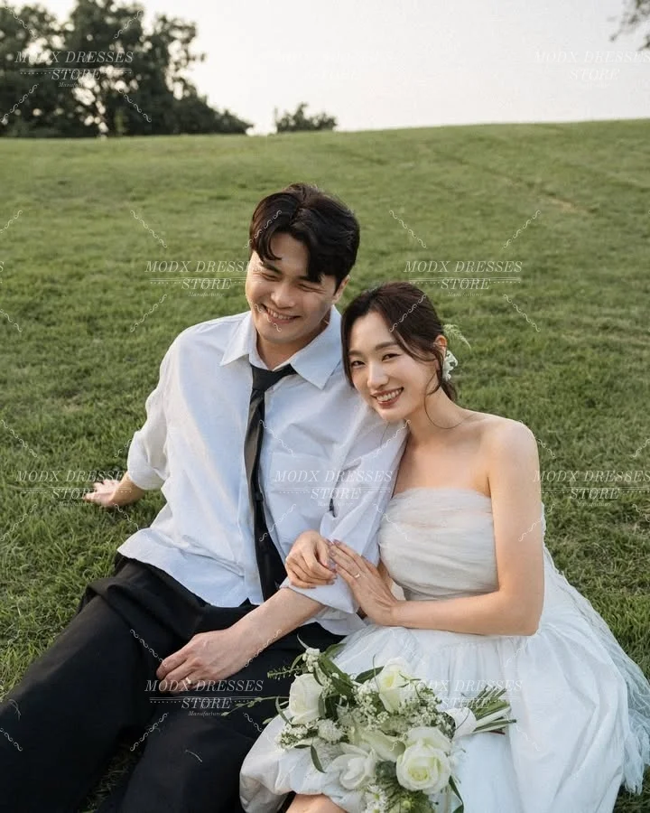 

MODX простое мини-тюлевое корейское свадебное платье без бретелек, свадебное платье для фотосессий, Vestidos Novias Boda, женское индивидуальное платье 2026