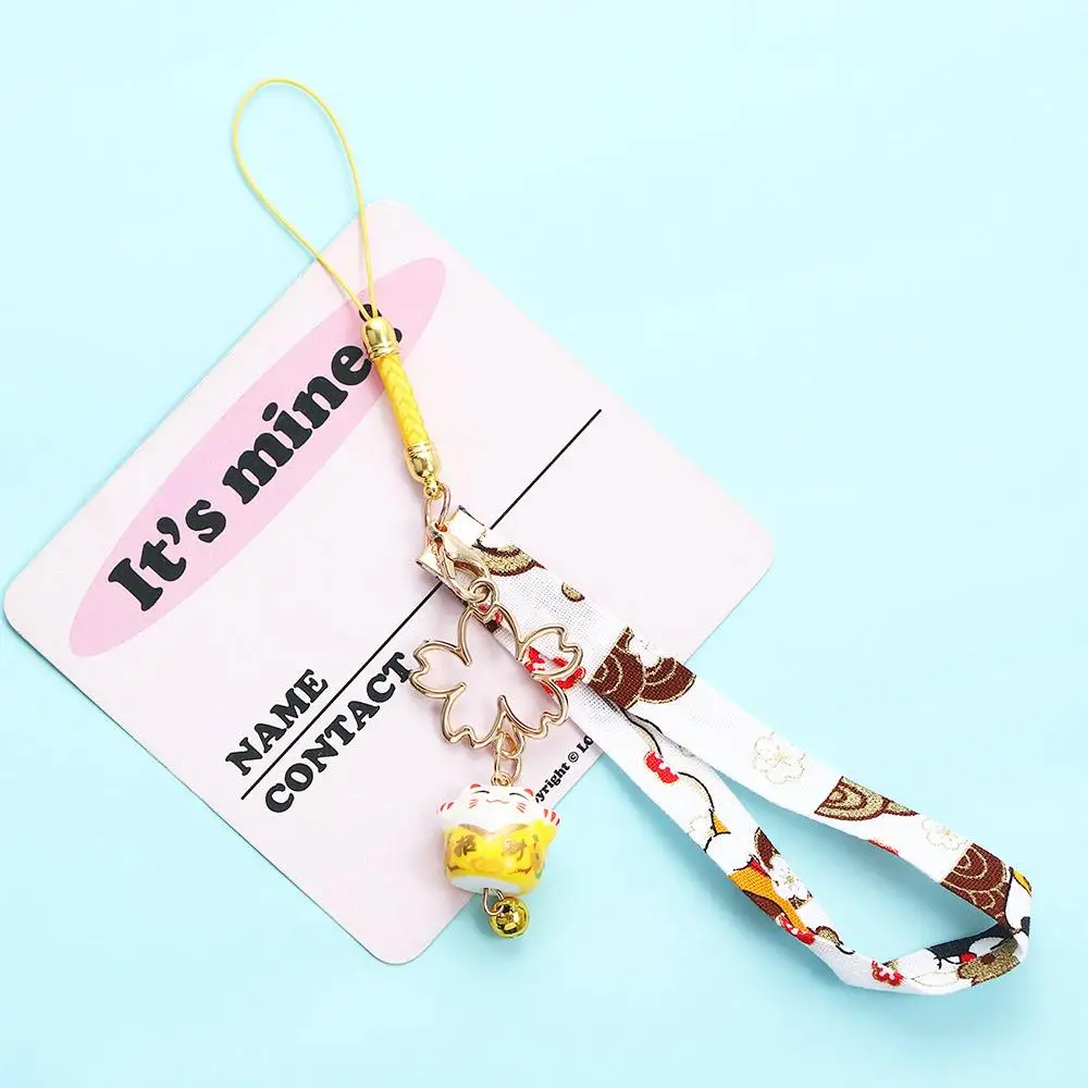 Cute Unique Cartoon Design Children Cloth Ceramics Alloy Car Key Ring Lucky Cat Japanese Style Pendant Women Key Chain