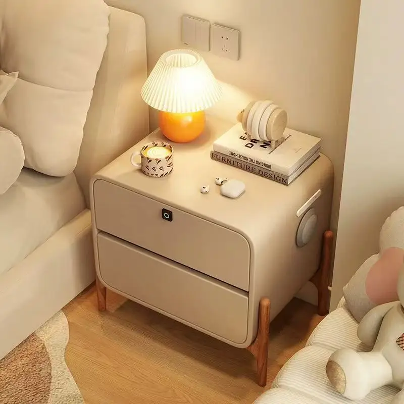 

Household Simple Bedroom Bedside Table Small Items Locker with Drawers Cream Wind Multifunctional Bedside