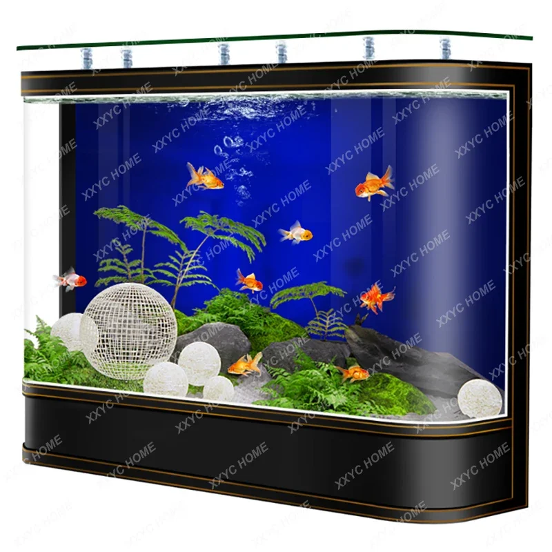 

New Semi-Circular Edging Household Fish Tank Living Room Small Ecological Loop Filter Integrated Viewing Aquarium