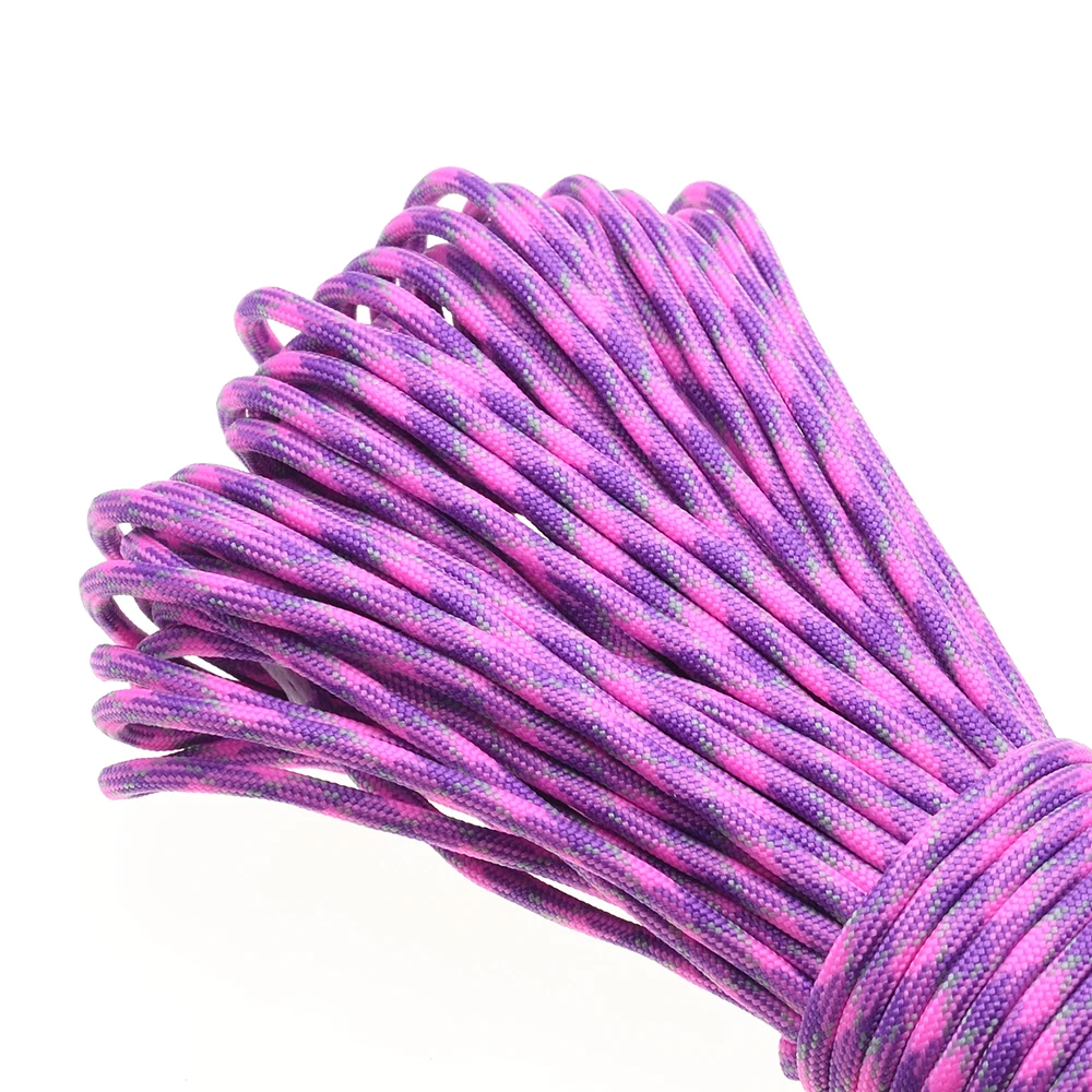 1 Stück 100FT 550 Paracord Fallschirmschnur Lanyard Mil Spec Typ III 7-Strang-Kern für Klettern, Camping, Schnallen, Armband – Detail 1