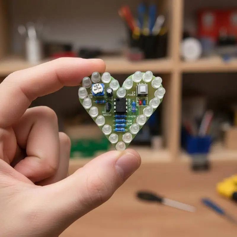 Heart Shape Breathing Lamp Kit Electronic DIY LED Light 4V 6V Soldering Board for School Competition Kits