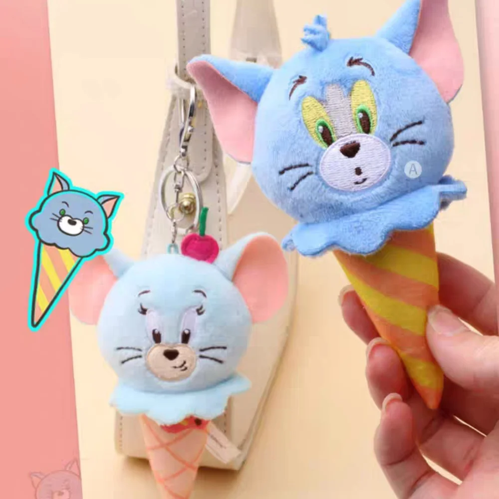 

Подлинная плюшевая кукла с мороженым Том и Джерри, каваи, украшение для студенческого рюкзака, мультяшные игрушки для девочек, рождественские подарки