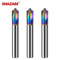 SHAZAM 4-Flute Internal R Milling Cutter Tungsten Steel Colorful Coating For Aluminum CNC Machining Center End Mill Tools HRC60