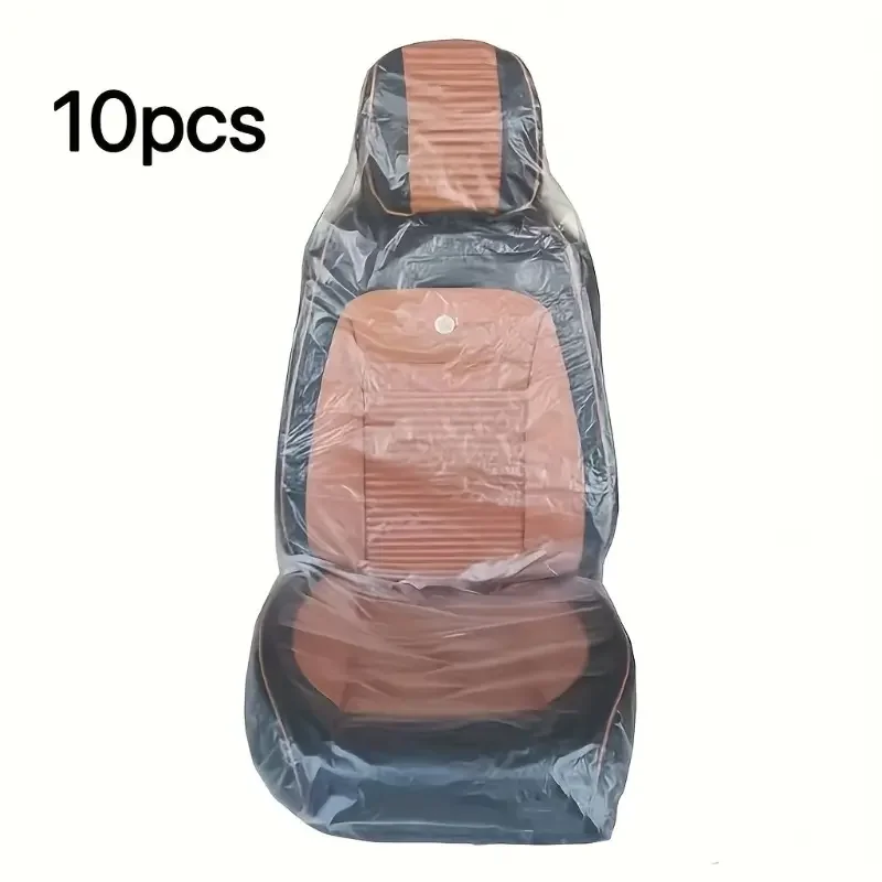 10pcs Universal Car Seat Protection Cover Disposable Dust-Proof Film Transparent Plastic Waterproof Cover