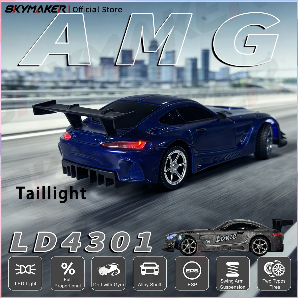 LDRC LD4301 1:43 Scale Mini RC Car 4WD 2.4G Remote Control with Gyroscope Drift Racing LED Lights RTR Children Toys Boys Gifts