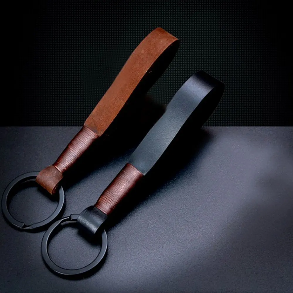 

Retro Handmade Real Leather Cowhide Rope Keychain Metal Key Chains Men or Women Key Holder Key Cover Auto Keyring Gifts
