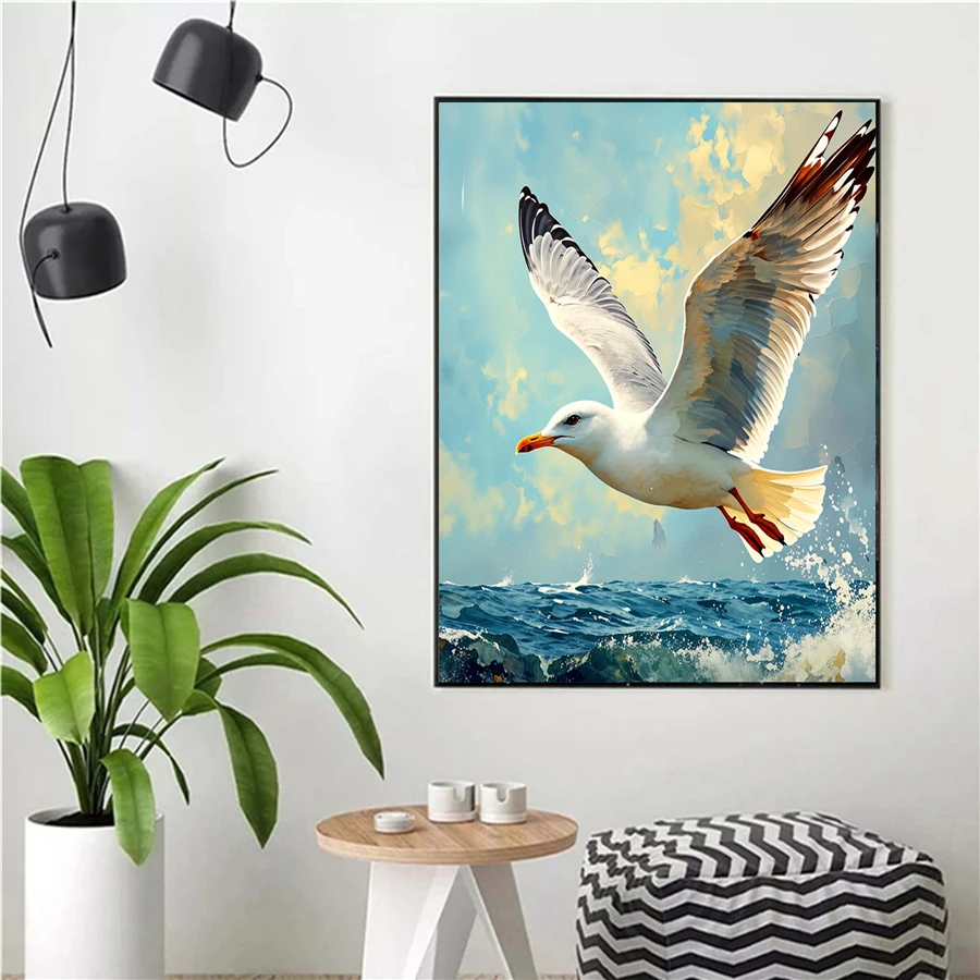 

5D 1 шт. квадратная Алмазная мозаика с вышивкой, прибрежная чайка в полете океана, морской дом, рождественские подарки, праздничная мебель