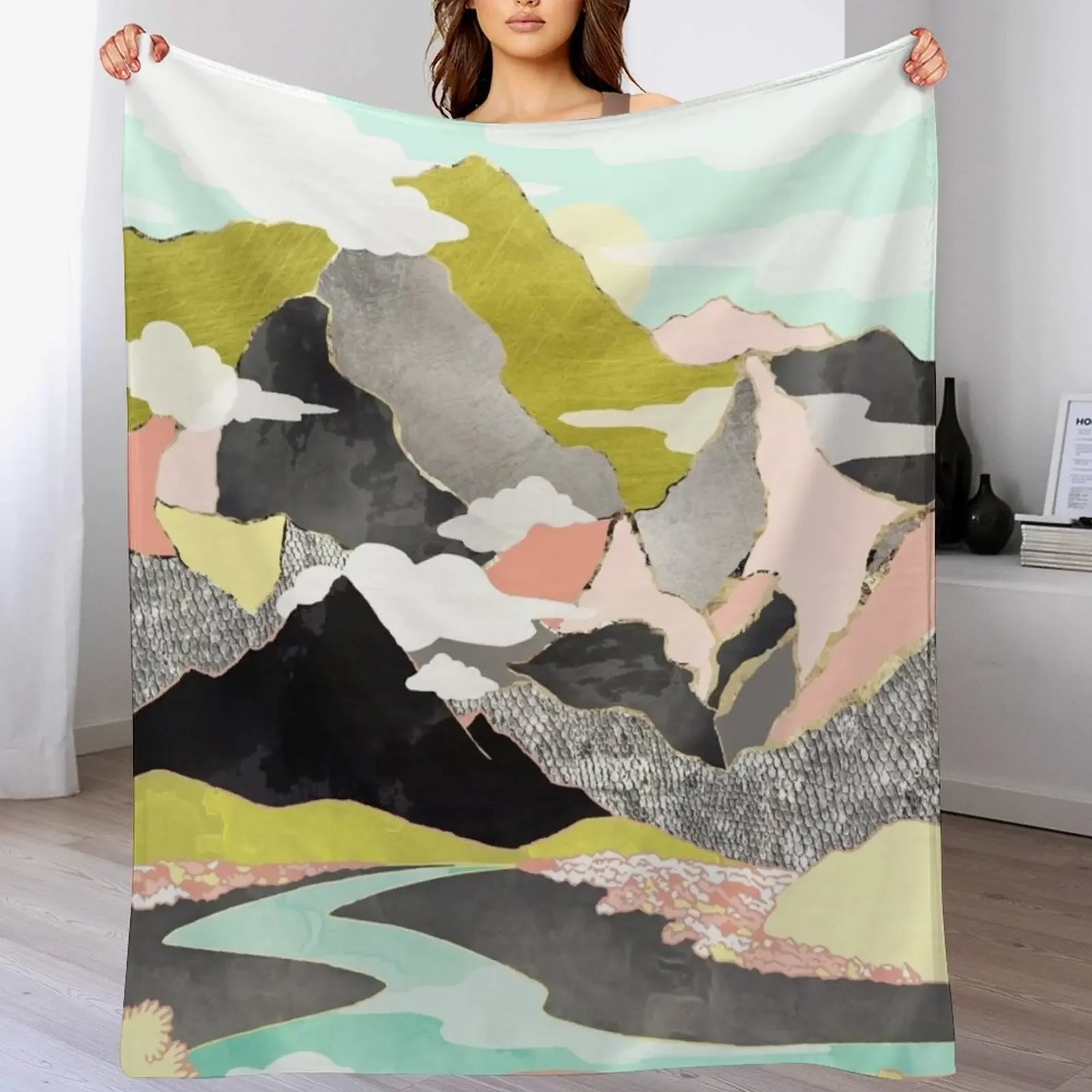 Summer River Throw Blanket Color Fast Cozy Throw Blanket