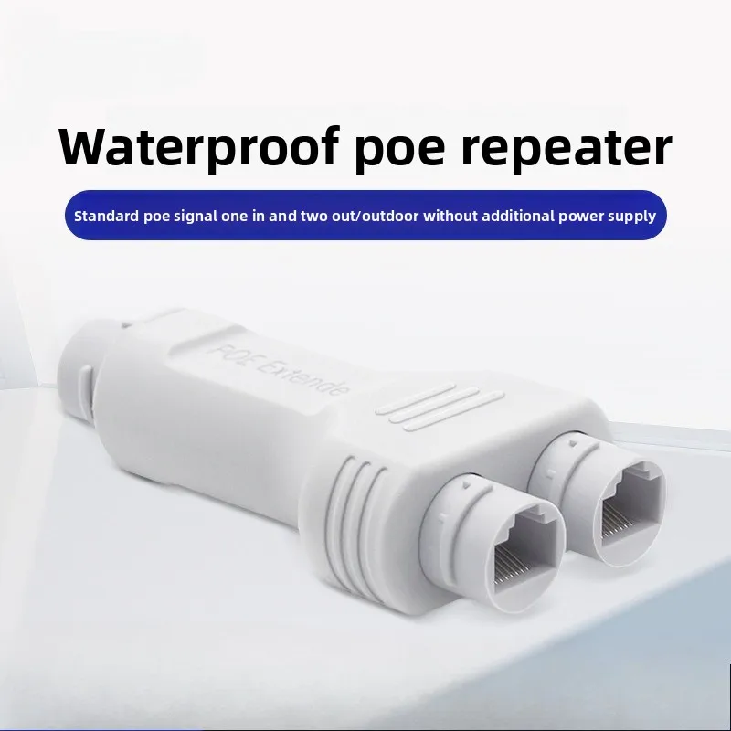 2 Port Waterproof POE Repeater IP66 10/100Mbps 1 to 2 PoE Extender with IEEE802.3af/at 48V Outdoor for POE Switch Camera