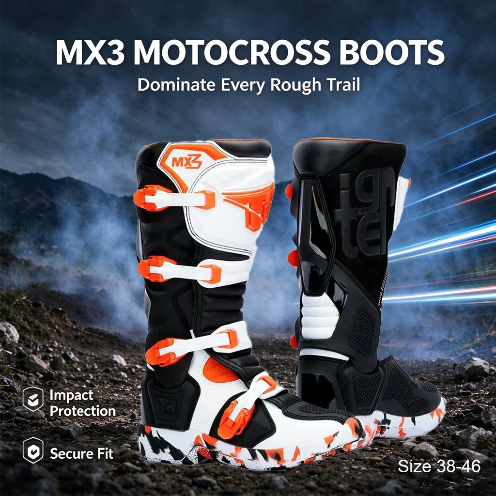 Tiger Motocross Riding Boots Racing Boots Safe Riding Waterproof Anti Fall Wear-resistant Motorcycle Boots Equipment Rally Shoes