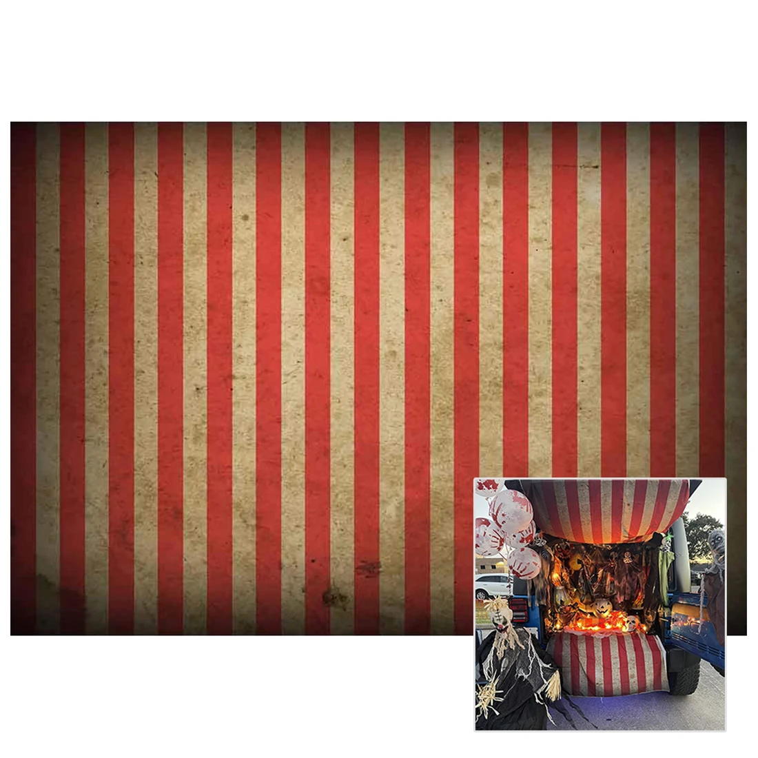 Vinyl Halloween Circus Backdrop Festival Red White Stripes Vintage Bloody Splatter Horrorible Prom Party Poster Decor Background