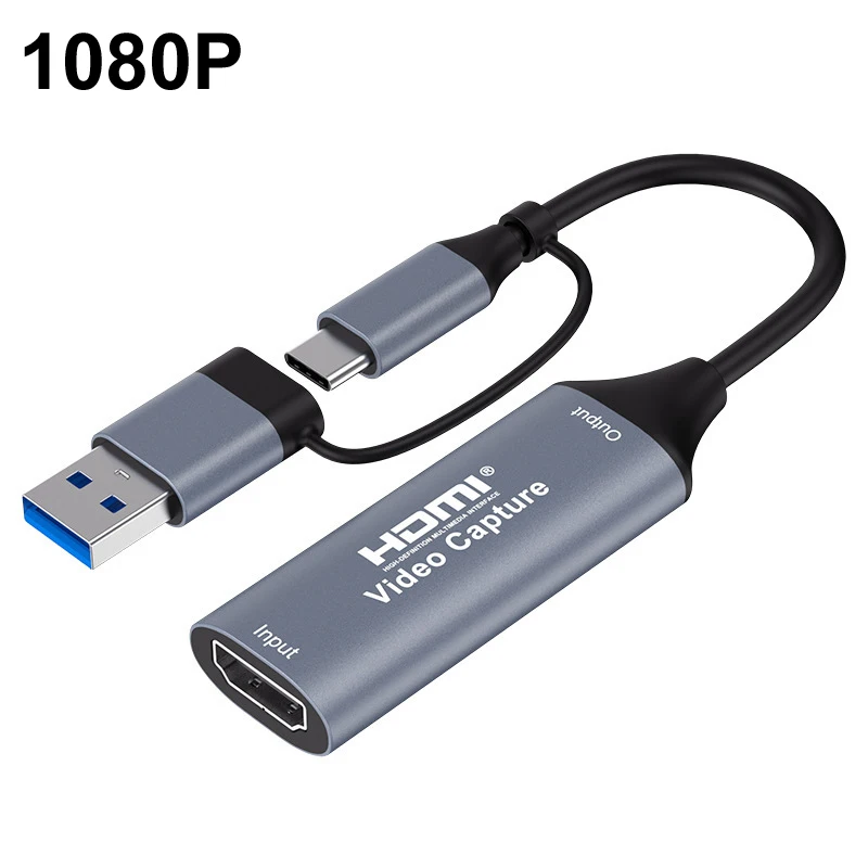 

USB-A/USB-C USB2.0 1080P карта захвата видео 4K HDMI-совместимая, для записи видео и аудио HDTV, для PS4, Xbox, OBS Studio, Pot Play