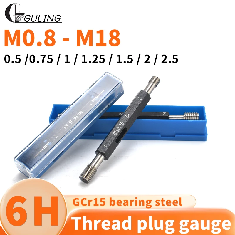 

Калибр-пробка GULING M0.8-M18 высокоточный метрический GO/NO GO, 6H, для проверки внутренней резьбы, инструмент для тестирования резьбы