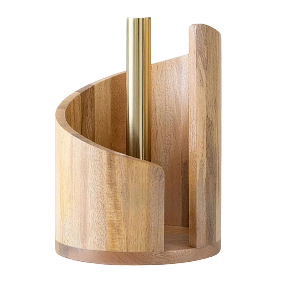 Elegant Wooden Tissue Holder for Living Room Bedroom Desk Tabletop Organizer 16.5x26cm Solid Wood Roll Dispenser