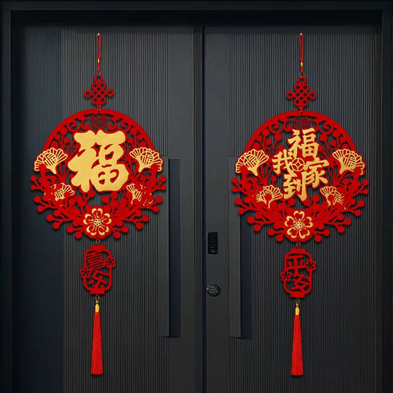 Red Classical Hanging Pendant With Tassels Ornament Window Door Adornment Festival Large Pendant Red Decor Chinese New Year Deco