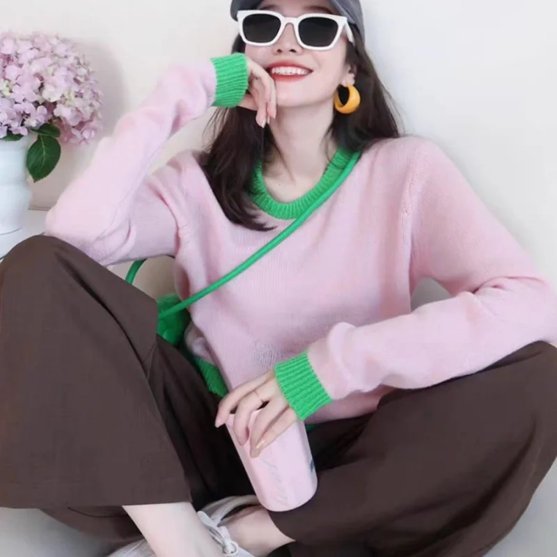 

100% Australian pure wool blended color round neck wool sweater, soft and warm wool knitwear