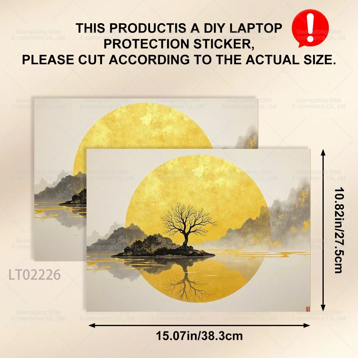 2 PCS Fashion Aesthetic Sticker 15.07x10.82 Inches PVC Removable Laptop Decal for Tablet Decor Laptop Skin MacBook Air