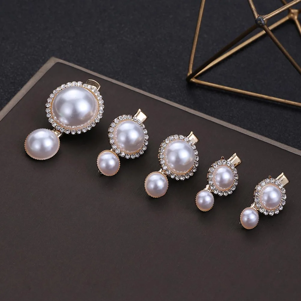 

Pearl Edge Hairpin Rhinestones Side Clip Vintage Decor Wedding nament Beige Accessories Lightweight Reasonable Size Novel Shape